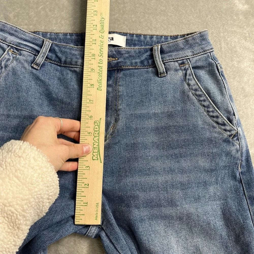 Mica Denim Jeans Womens 27 Blue Medium Wash High‎ Rise Wide Leg Cargo 27x28.5